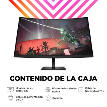 Monitor HP OMEN 32c 31.5" LED VA QHD 165Hz HDR400 Altura Ajustable FreeSync Premium Curvo