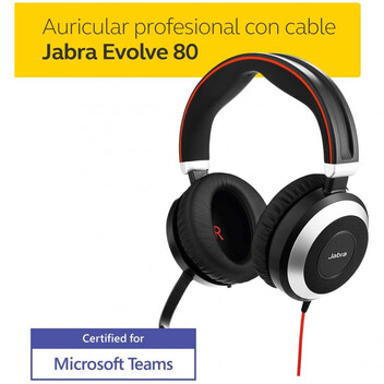 Jabra Evolve 80 MS Auriculares con Micrófono Negros Jabra Evolve 80 MS Auriculares con Micrófono Negros
