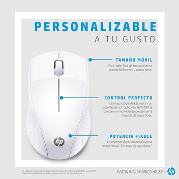 HP 220 Ratón Inalámbrico 1300 DPI Blanco HP 220 Ratón Inalámbrico 1300 DPI Blanco
