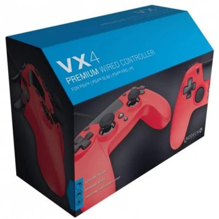 Gioteck VX-4 Mando con Cable Rojo para PS4/PC