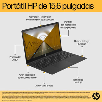 Portátil HP 15-FC0014NS AMD Ryzen 3 7320U/8GB/512GB SSD/15.6" Azul Lunar Portátil HP 15-FC0014NS AMD Ryzen 3 7320U/8GB/512GB SSD/15.6" Azul Lunar