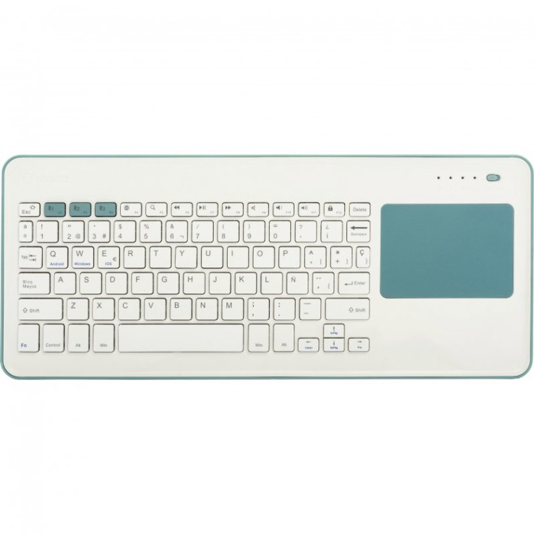 Silver HT Teclado Inalámbrico con Touchpad Blanco/Azul