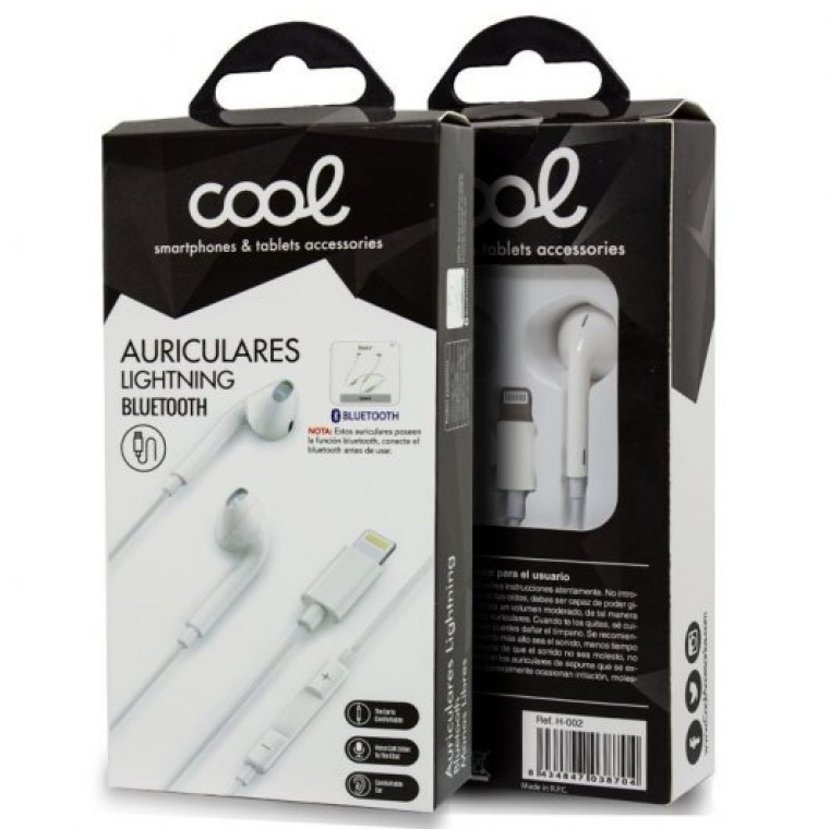 Cool Auriculares Lightning Bluetooth Stereo Con Micro Blancos Para iPhone 7/8/X