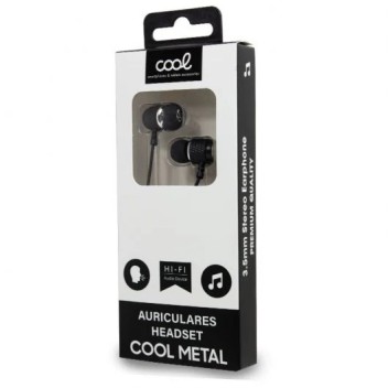 Cool Auriculares Metalizado Stereo 3,5mm Con Micro Negro Cool Auriculares Metalizado Stereo 3,5mm Con Micro Negro