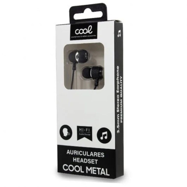 Cool Auriculares Metalizado Stereo 3,5mm Con Micro Negro