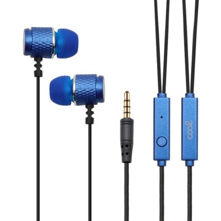 Cool Auriculares Metalizado Stereo 3,5mm Con Micro Azul