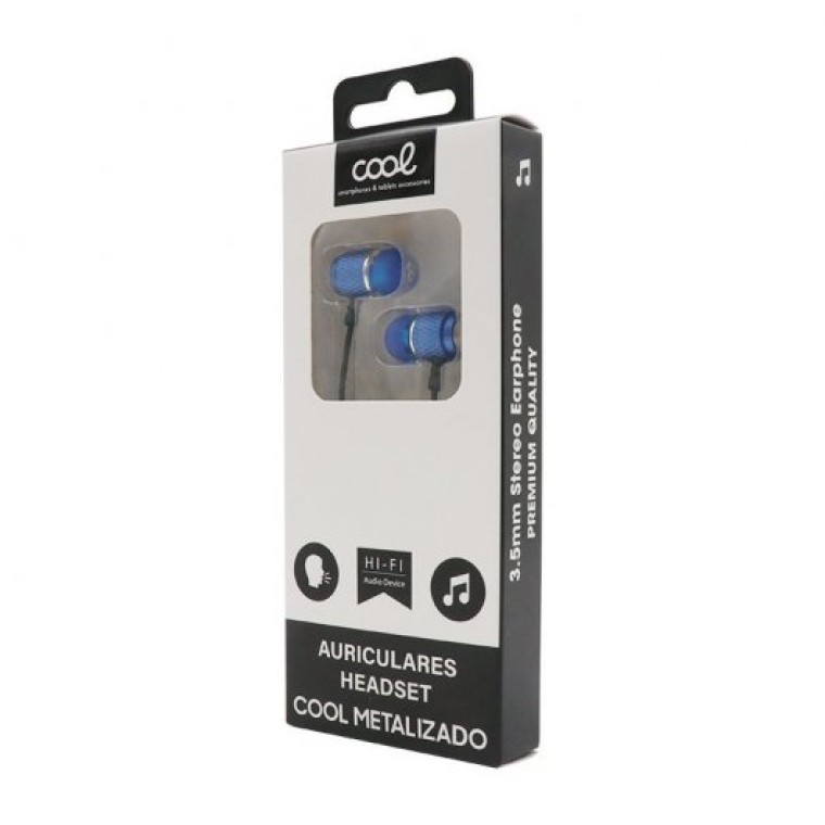 Cool Auriculares Metalizado Stereo 3,5mm Con Micro Azul