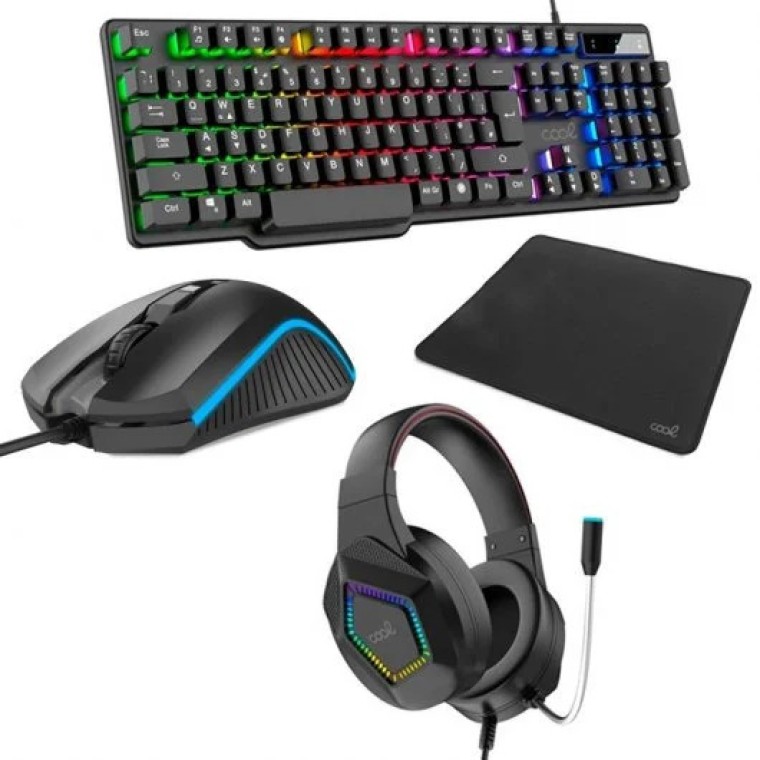 Cool Town Pack Gaming Teclado RGB Español + Auriculares + Ratón + Alfombrilla