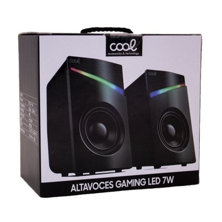 Cool Altavoces LED USB para PC Gaming 7W Negros