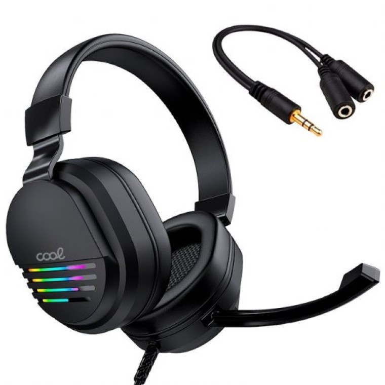 Cool Nitro Auriculares Stereo PC/PS4/PS5/Xbox Gaming Iluminación + Adaptador Audio