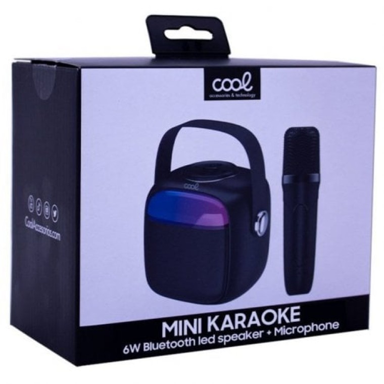 Cool Mini Karaoke Altavoz Bluetooth con Karaoke 6W + Micrófono Negro