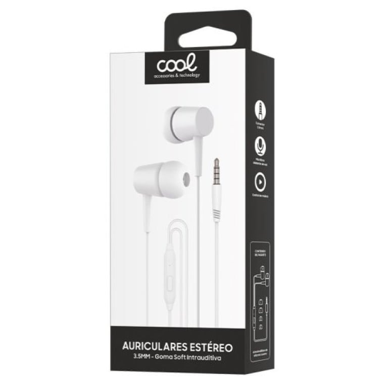 Cool Bear Stereo Auriculares 3,5 mm con Micrófono Blancos