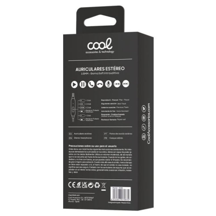 Cool Bear Stereo Auriculares 3,5 mm con Micrófono Blancos