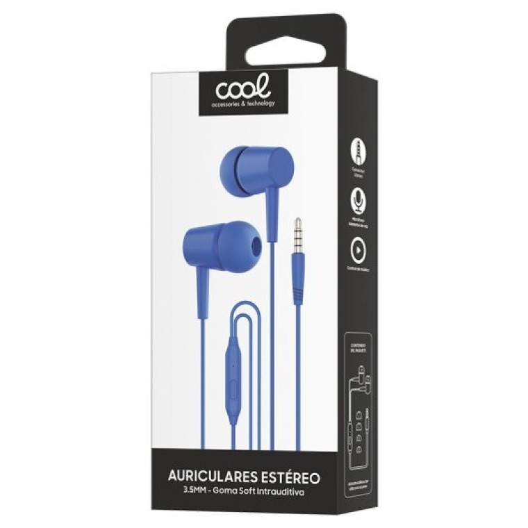 Cool Bear Stereo Auriculares 3,5 mm con Micrófono Azul