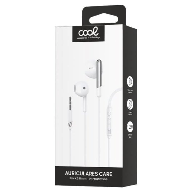 Cool Care Stereo Auriculares 3,5 mm con Micrófono Blancos