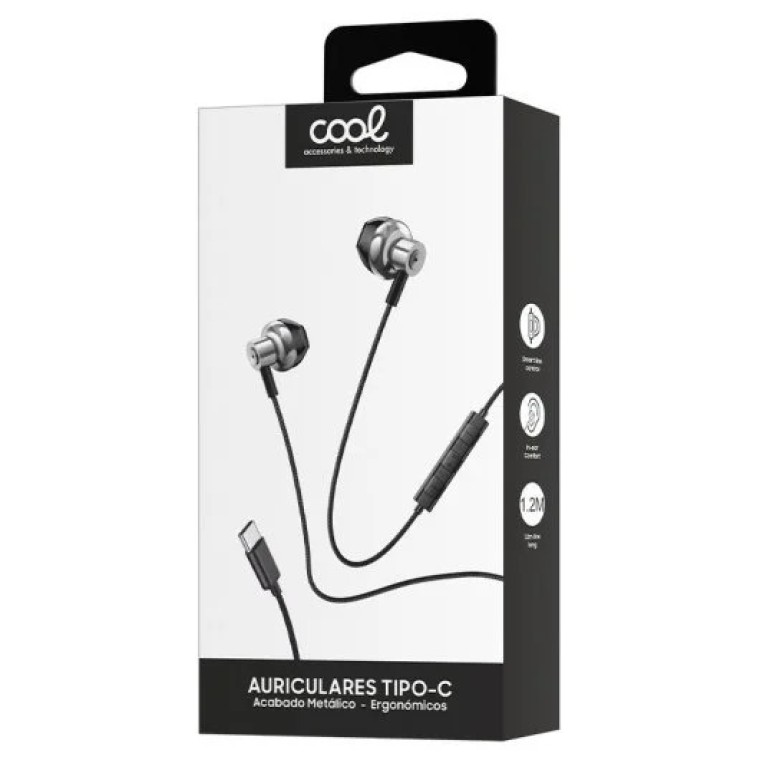 Cool Metal Stereo Auriculares USB-C con Micrófono Plateados