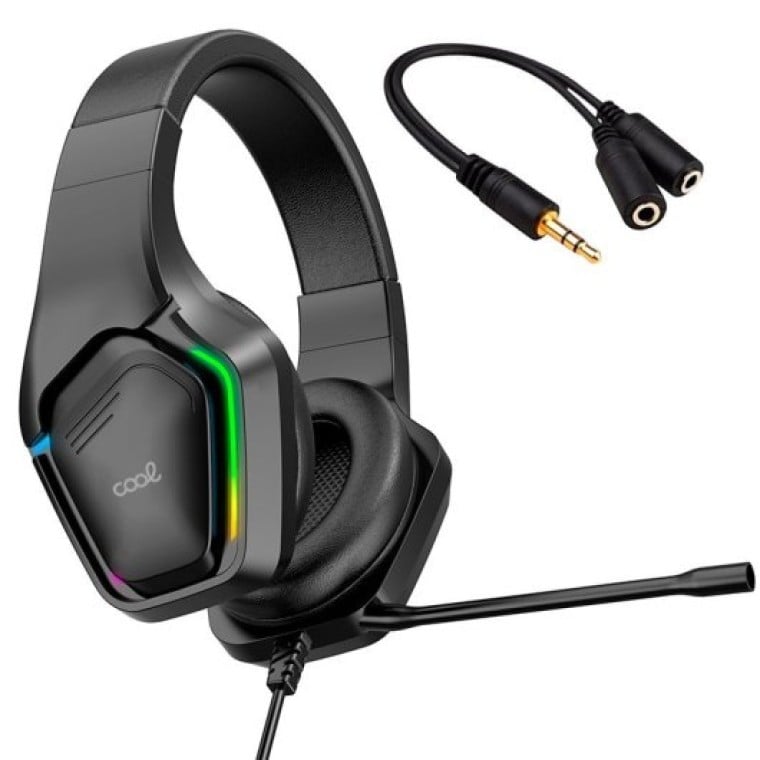 COOL Exodus Auriculares Stereo Gaming Led RGB PC / PS4 / PS5 / Xbox + Adaptador de Audio