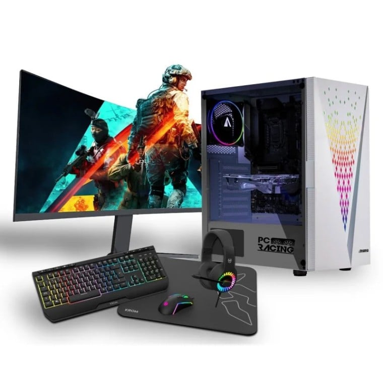 PC Racing Gaming AMD Ryzen 5 3600/16GB/1TB SSD/RX 6600 + Monitor 27" Full HD + Combo Gaming