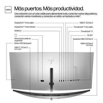 Monitor HP Serie 7 Pro 734pm 34" UltraWide QHD 120Hz IPS Curvo Thunderbolt 4, HDR400, 5 ms, FreeSync Monitor HP Serie 7 Pro 734pm 34" UltraWide QHD 120Hz IPS Curvo Thunderbolt 4, HDR400, 5 ms, FreeSync