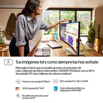 Monitor HP Serie 7 Pro 734pm 34" UltraWide QHD 120Hz IPS Curvo Thunderbolt 4, HDR400, 5 ms, FreeSync Monitor HP Serie 7 Pro 734pm 34" UltraWide QHD 120Hz IPS Curvo Thunderbolt 4, HDR400, 5 ms, FreeSync