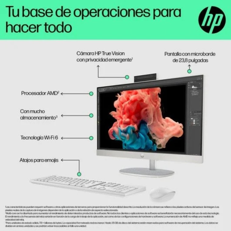 HP All-in-One 24-cr0018ns AMD Ryzen 5 7520U/16GB/512GB SSD/23.8