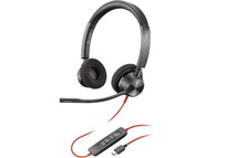 Poly Blackwire 3320 Auriculares Estéreo USB-C Negros + Adaptador de USB-C a USB-A