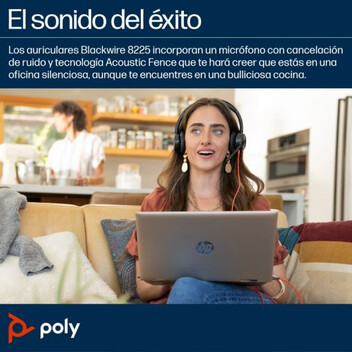 Poly Blackwire 8225 Auriculares Estéreo USB-C con Certificación Microsoft Teams + Adaptador USB-C/A