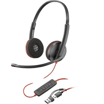 Poly Blackwire 3220 Auriculares Estéreo USB-C Negros + Adaptador de USB-C a USB-A Poly Blackwire 3220 Auriculares Estéreo USB-C Negros + Adaptador de USB-C a USB-A