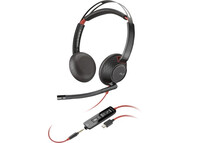 Poly Blackwire 5220 Auriculares Estéreo USB-C Negros + Conector de 3.5mm + Adaptador USB-C a USB-A