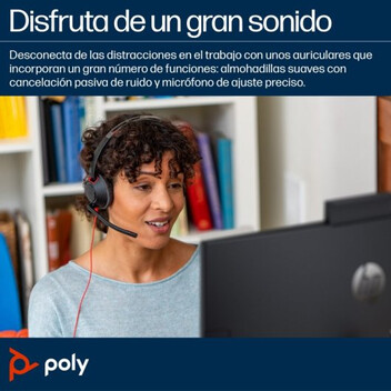 Poly Blackwire 5220 Auriculares Estéreo USB-C Negros + Conector de 3.5mm + Adaptador USB-C a USB-A