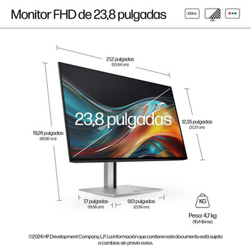 Monitor HP Serie 7 Pro 23.8" 1080p 100Hz IPS Contraste 1500:1 Microborde Ergonomía USB Monitor HP Serie 7 Pro 23.8" 1080p 100Hz IPS Contraste 1500:1 Microborde Ergonomía USB