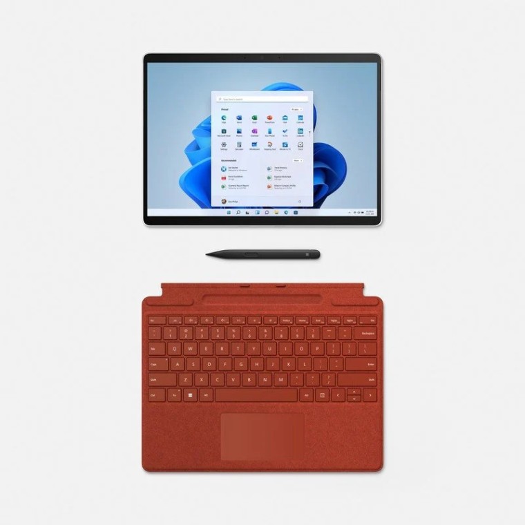 Microsoft Signature Funda con Teclado Alcantara Poppy Red para Surface Pro 8/9/X