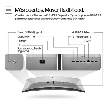 Monitor HP 5K2K Serie 7 Pro 39.7" 5K2K 60Hz IPS Curvo Thunderbolt 3 Altavoces Hi-Fi Webcam 4K
