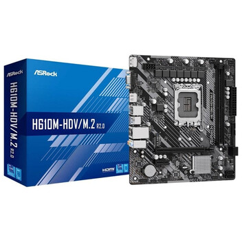 Placa Base ASRock H610 LGA1700 microATX H610M-HDV M.2 Soporte DDR4 SATA HDMI Placa Base ASRock H610 LGA1700 microATX H610M-HDV M.2 Soporte DDR4 SATA HDMI