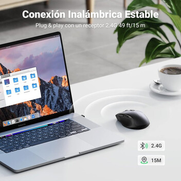 Ugreen MU006 Ratón Óptico Inalámbrico 4000 DPI Negro