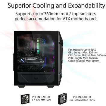 ASUS TUF Gaming GT301 Cristal Templado USB 3.2