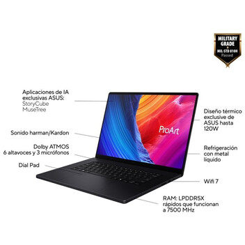 Portátil ASUS ProArt P16 H7606WM-SC055W OLED AMD Ryzen AI 9 HX 370/32GB DDR5/1TB SSD/RTX 5060/16" Tá
