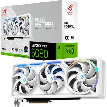 Tarjeta Gráfica ASUS ROG Astral RTX 5080 16GB GDDR7 Reflex 2 RTX AI DLSS4 Blanco