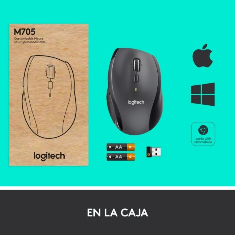 Logitech Marathon Mouse M705 Ratón Inalámbrico 1000 DPI Gris