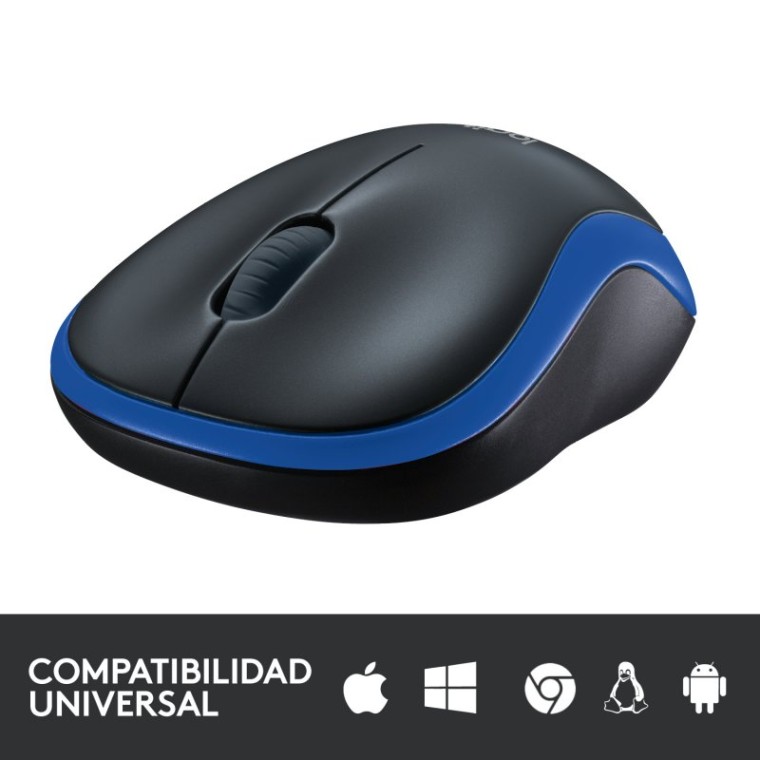 Logitech M185 Ratón Inalámbrico 1000DPI Azul