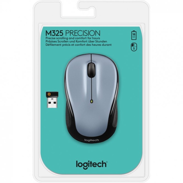 Logitech M325 Ratón Inalámbrico 1000 DPI Gris