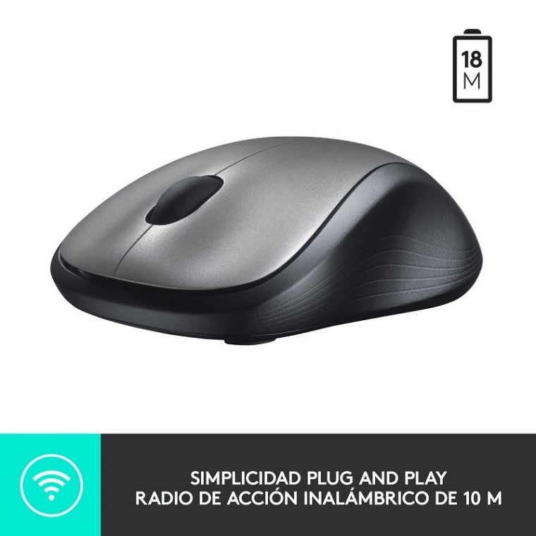 Logitech M310 Ratón Inalámbrico Óptico 1000 DPI Gris