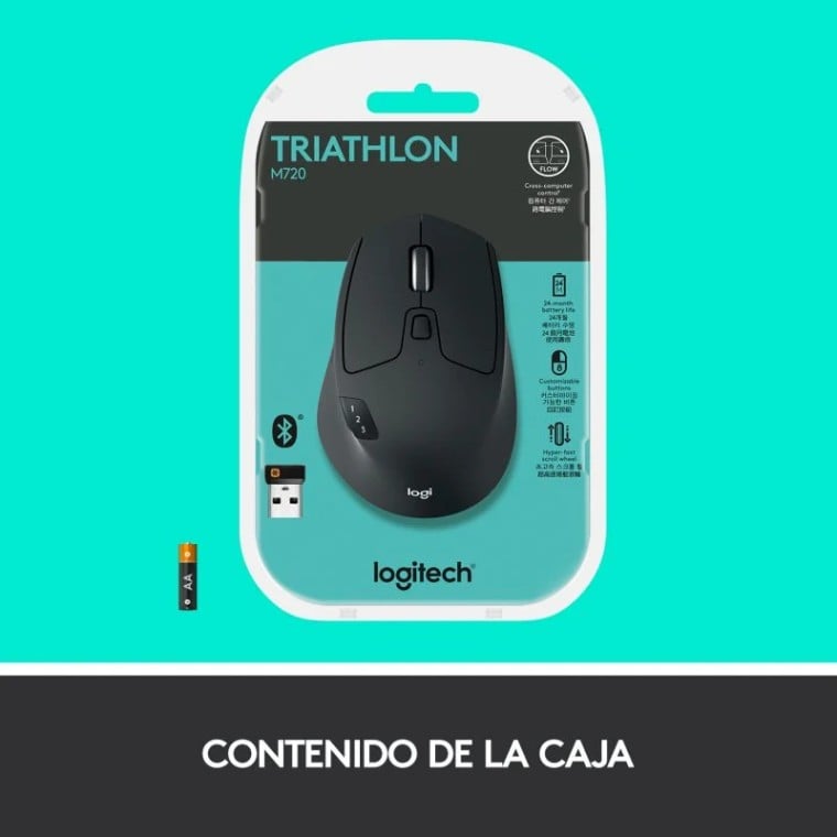 Logitech M720 Triathlon Ratón Inalámbrico Negro 1000DPI