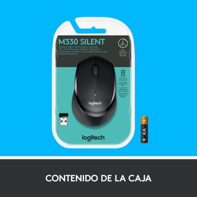 Logitech M330 Silent Plus Ratón Inalámbrico Negro 1000DPI