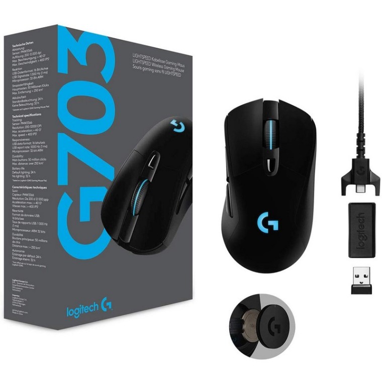 Logitech G703 Lightspeed Ratón Inalámbrico Gaming 25600DPI