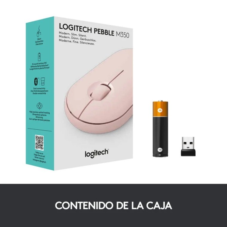 Logitech Pebble M350 Ratón Óptico Inalámbrico Rosa