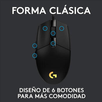 Logitech G203 Lightsync 2nd Gen Ratón Gaming 8000DPI RGB Negro