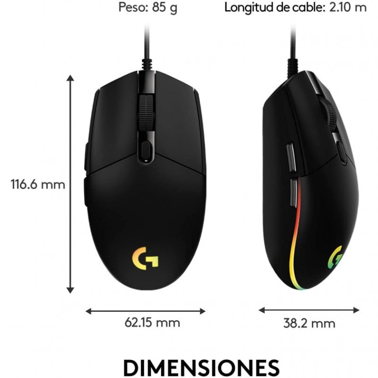 Logitech G203 Lightsync 2nd Gen Ratón Gaming 8000DPI RGB Negro