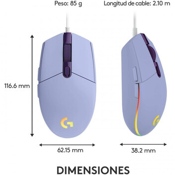 Logitech G203 Lightsync 2nd Gen Ratón Gaming 8000DPI RGB Lila Logitech G203 Lightsync 2nd Gen Ratón Gaming 8000DPI RGB Lila