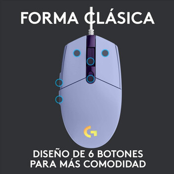 Logitech G203 Lightsync 2nd Gen Ratón Gaming 8000DPI RGB Lila Logitech G203 Lightsync 2nd Gen Ratón Gaming 8000DPI RGB Lila